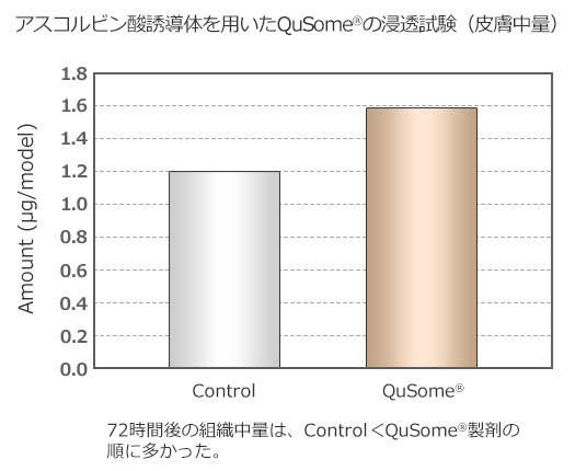 アスコルビン酸誘導体を用いたQuSome®の浸透試験（皮膚中量）